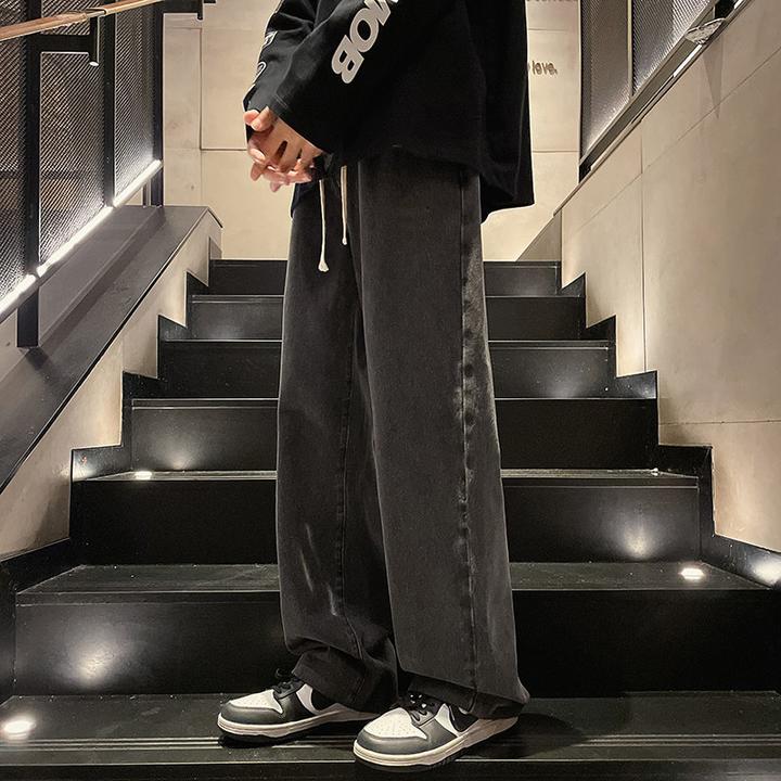 纯色百搭光板松紧腰谁穿谁好看的牛仔裤