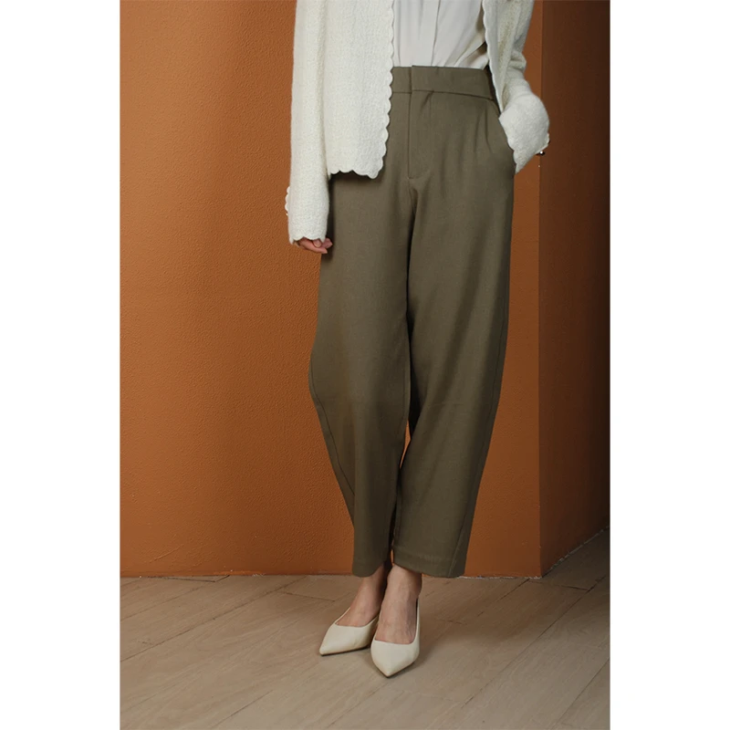 【与风萦】秋款高腰质感镰刀裤 阔腿休闲气质宽松显瘦垂感流光风