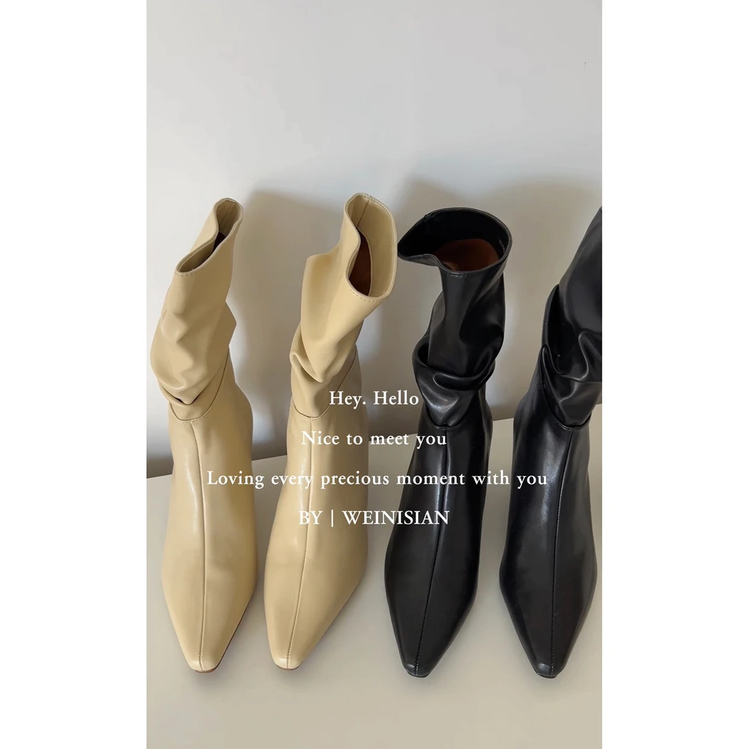 朱小姐靴子女秋2022新款配裙子穿的靴子中筒欧洲法式女鞋 220298