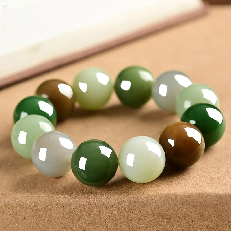 新疆和田玉彩玉手串多宝手链老型多宝男女正品老坑料玉石节日礼物