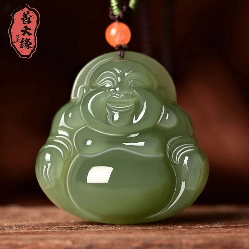 和田玉佛吊坠最新款湖水绿弥勒佛晴水大肚佛公笑佛玉佩项链挂件