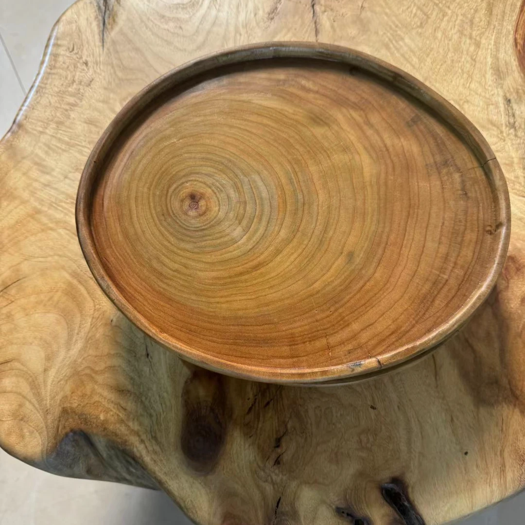 香樟木根雕工厂直销无拼接一体式圆盘椭圆盘茶盘果盘客厅卧室
