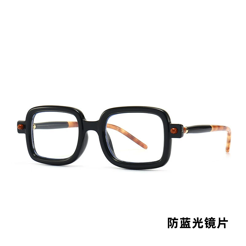 欧美粗框眼镜框潮流复古文艺太阳镜摩登风平光镜网红时尚百搭黑色