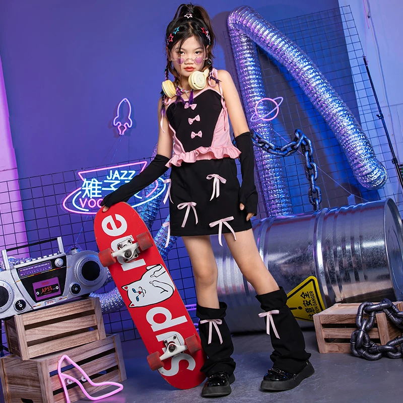女童jazz舞蹈演出套装上衣裙子儿童时髦儿童爵士舞服装