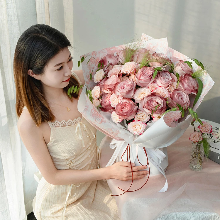 鲜花同城配送 午后红茶凡尔赛玫瑰16枝加大款浪漫送女友老婆朋友