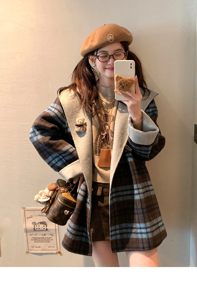 西太后2024秋冬新款中长款浴袍双面穿羊衣大衣8620款