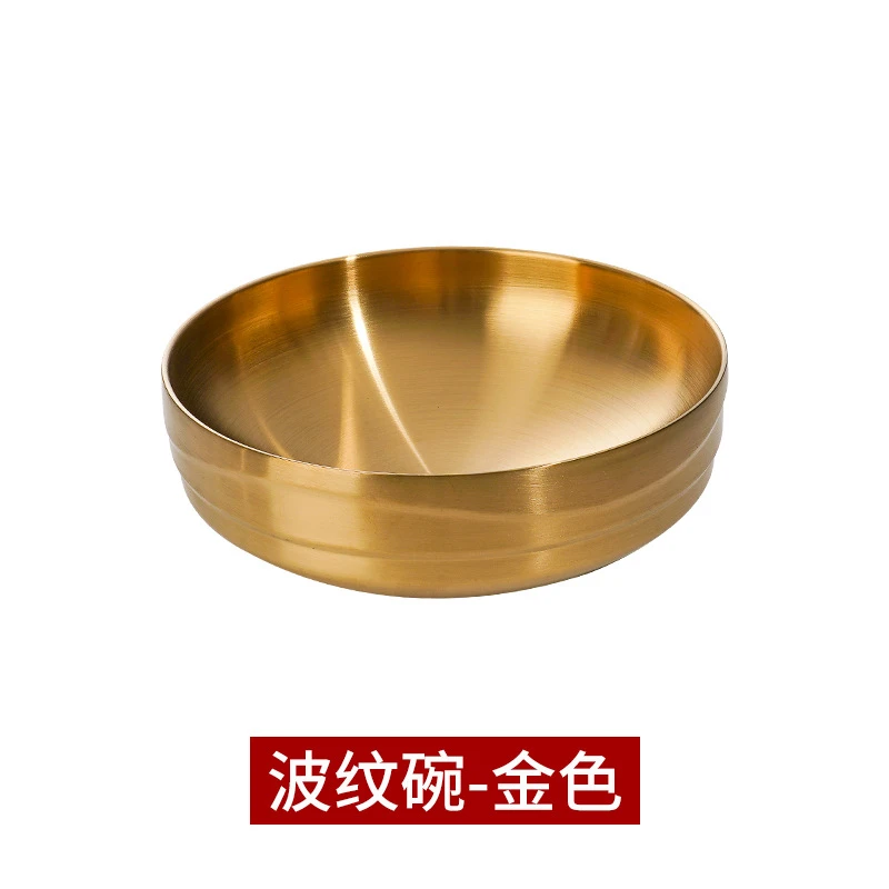 出韩国大金碗！金饭碗银饭碗双层隔热食品级304不锈钢