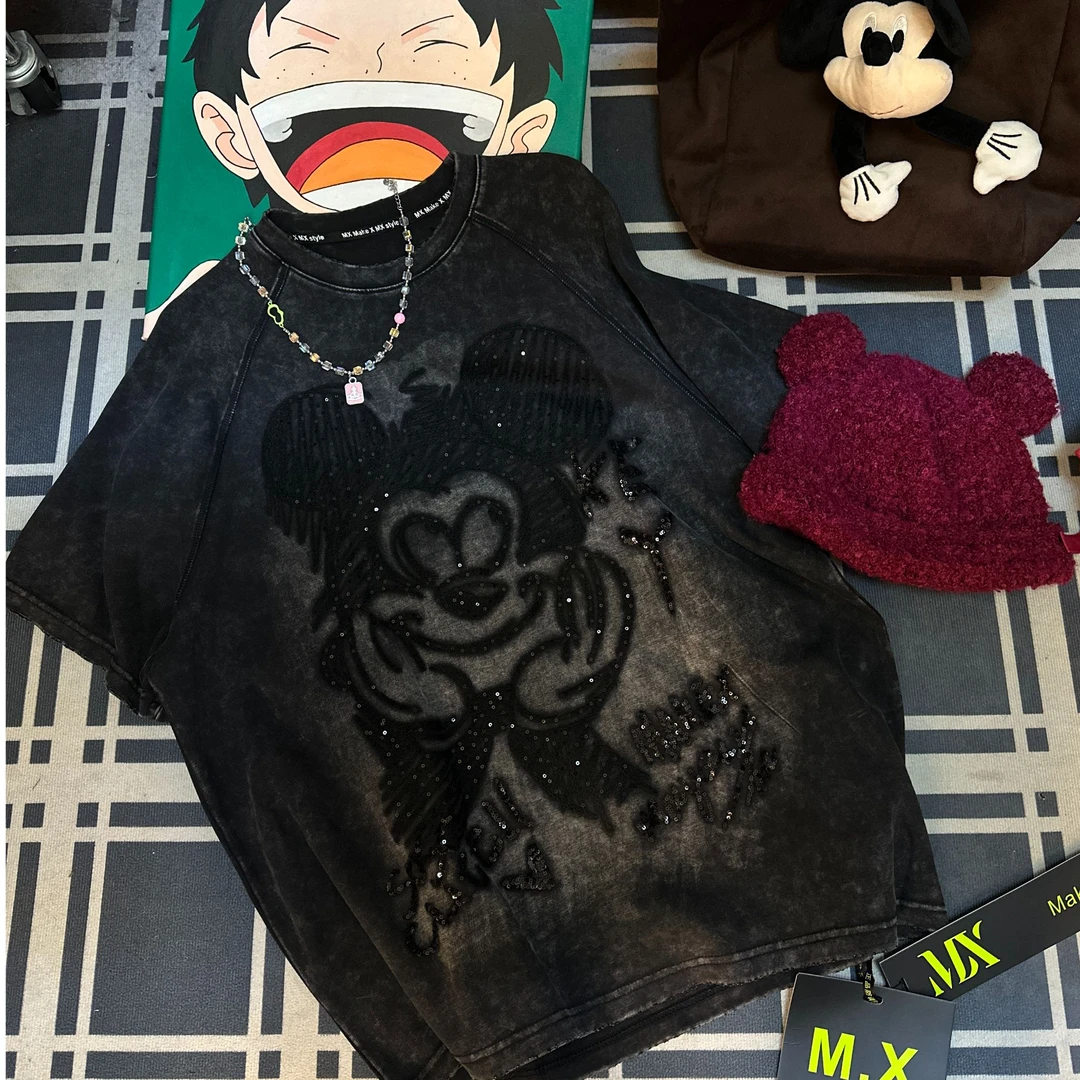 奇奇家 MX潮牌 亮片刺绣 加厚版 大T恤