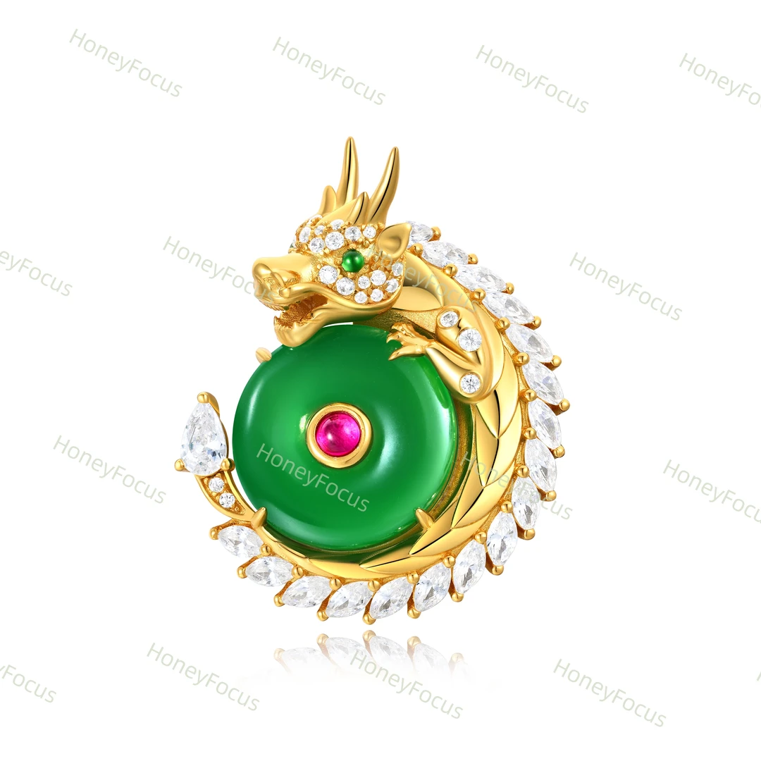 坠链均925银合成锆石 平安扣项链 本命年龙宝宝气质项链 #8594