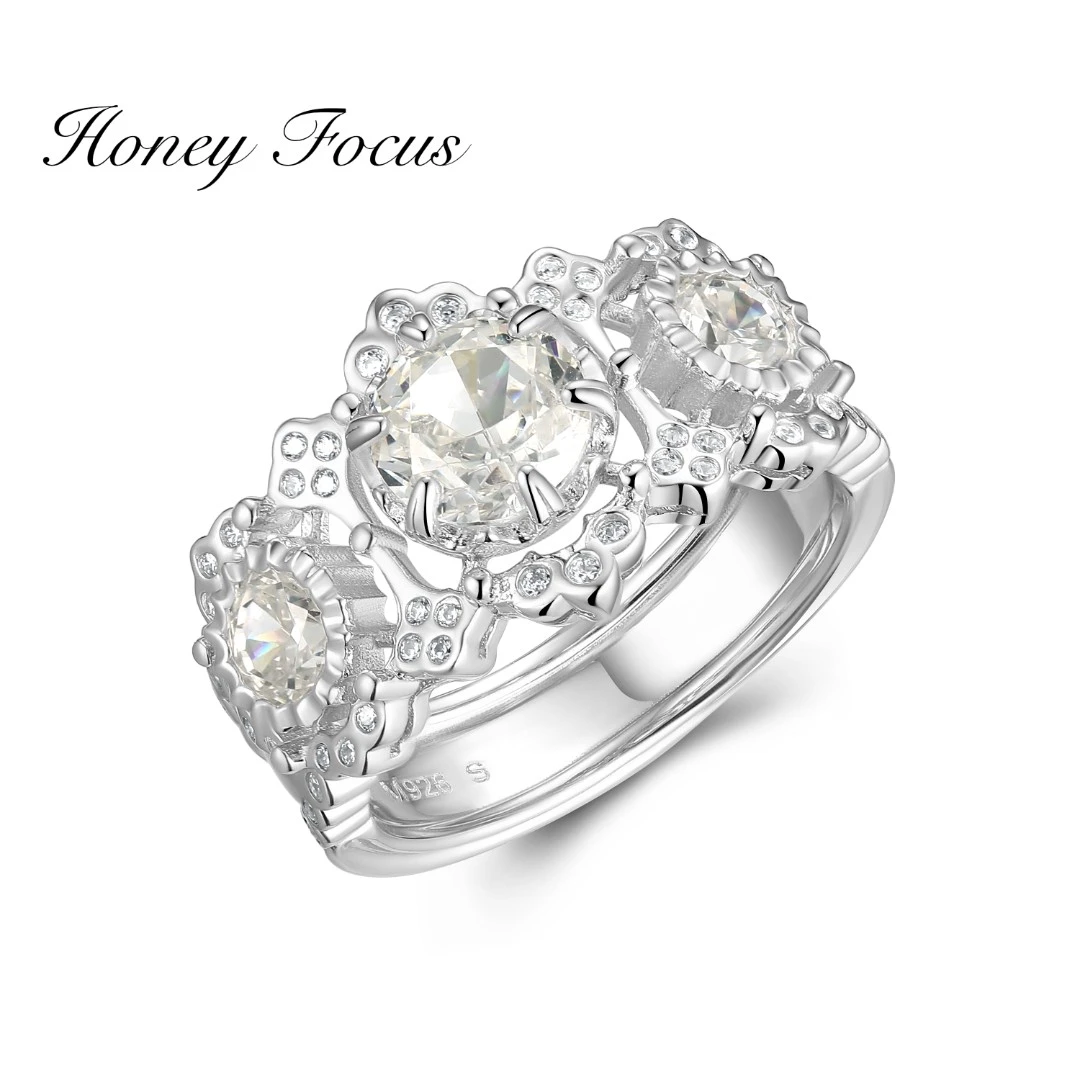 925银合成锆石戒指 轻奢小众设计高级感戒指 <三生石> #8321