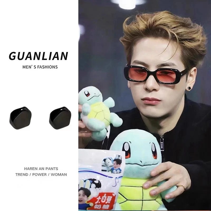 合金耳饰 韩版耳饰男款潮耳钉耳环网红耳夹百搭黑色无耳洞饰品ins