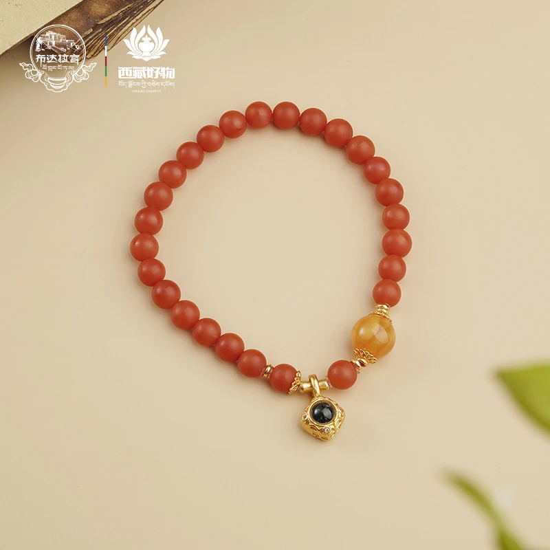 布达拉宫南红手串蜜蜡925银轻奢时尚百搭精致气质春日珠宝