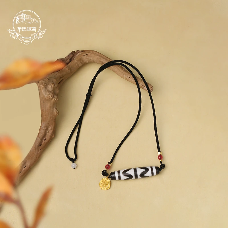 布达拉宫玛瑙牙牙横戴锁骨链925银配饰绳链可调节