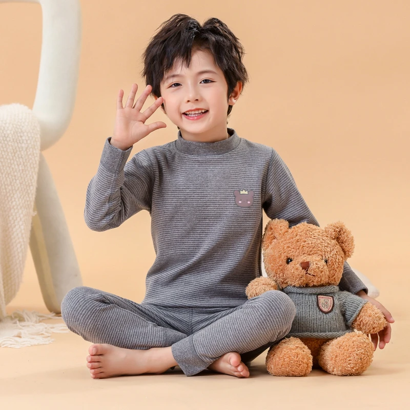 无痕儿童保暖内衣套装磨毛中大童青少年德宝宝秋衣秋裤绒男童秋衣