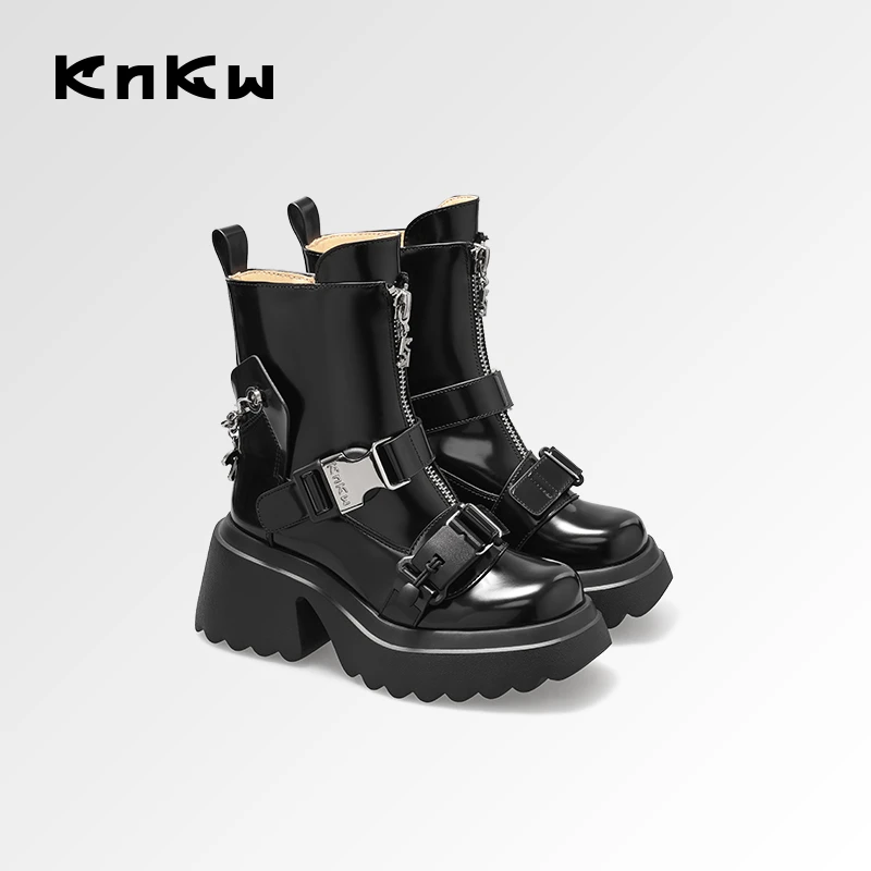 【吴千语同款】KNKW机能玩家时髦英伦风厚底鞋女款马丁靴W3713H047