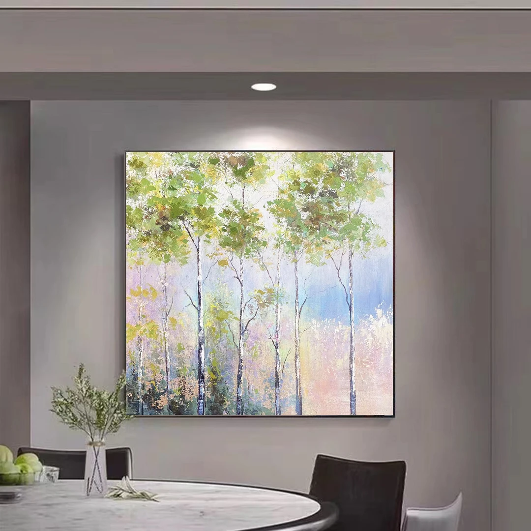 339-26《枫林》现代简约奶油风手绘肌理画玄关餐厅卧室挂画