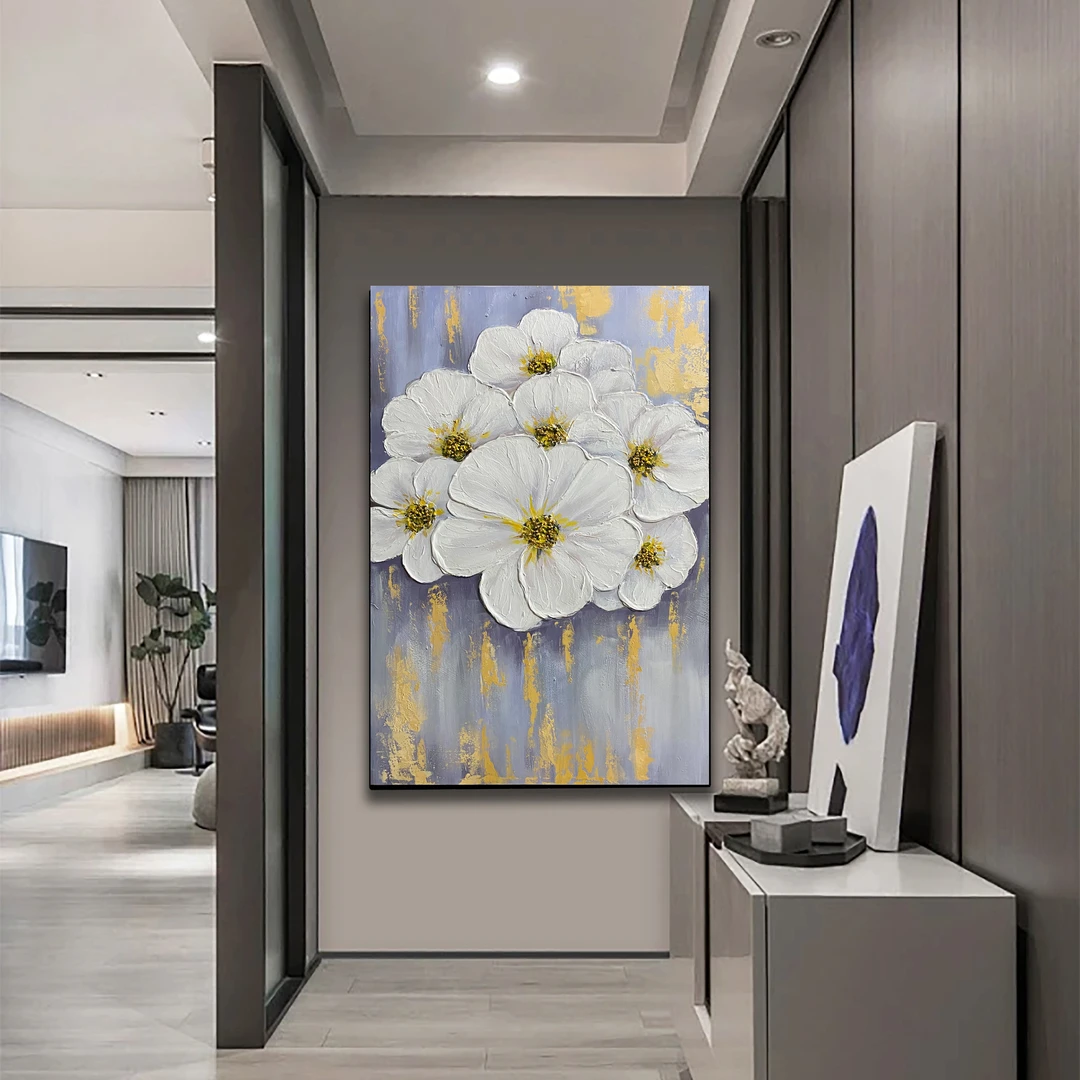 XG 588 富贵满堂玄关画落地沙发手绘油画抽象装饰轻奢背景80/120