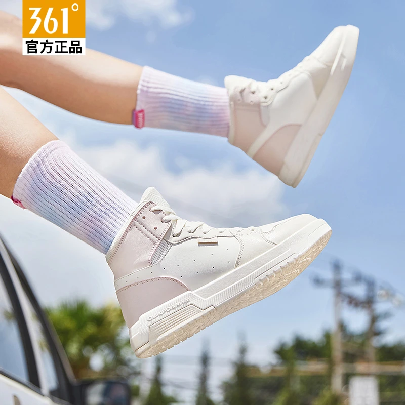361°棉鞋板鞋女小白鞋春秋季新款轻便百搭休闲运动鞋女高帮休闲鞋