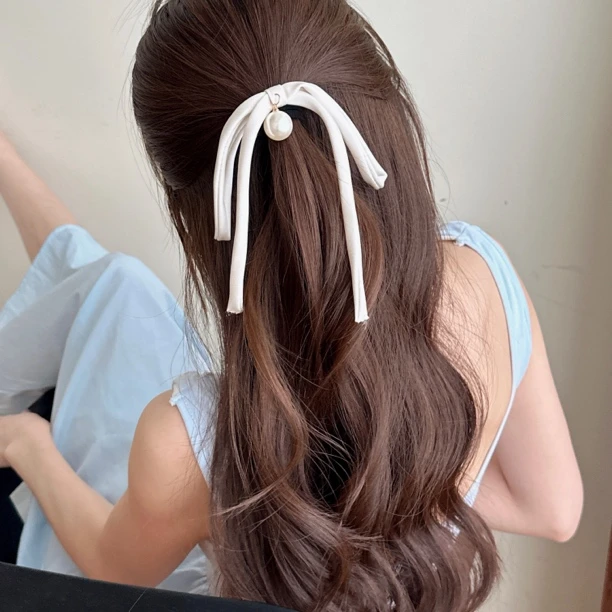 蝴蝶结珠珠发圈头绳新法式时尚网红百搭扎头发皮筋女