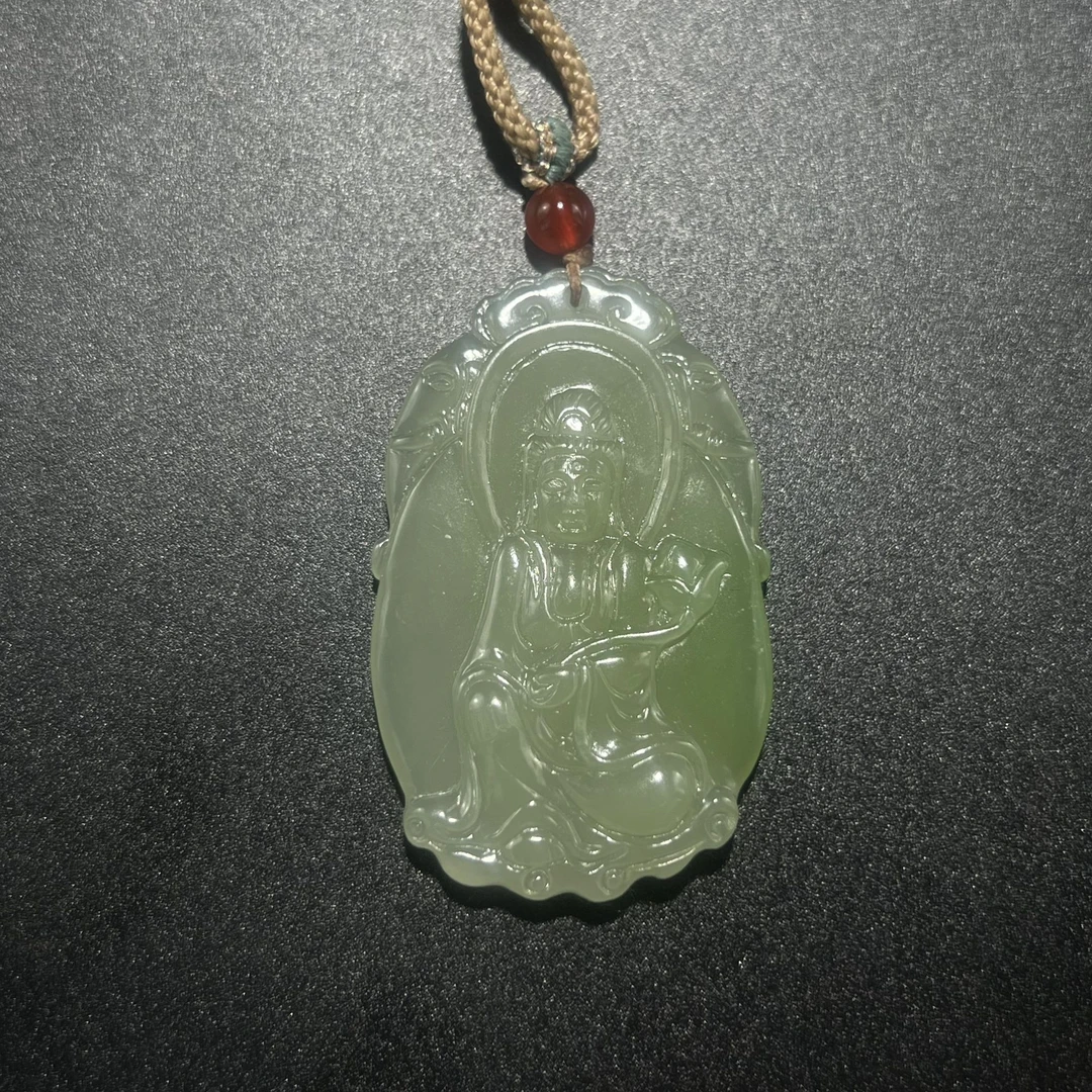 和田玉观音男士时尚女士雕刻精美精雕俏色手工 00042