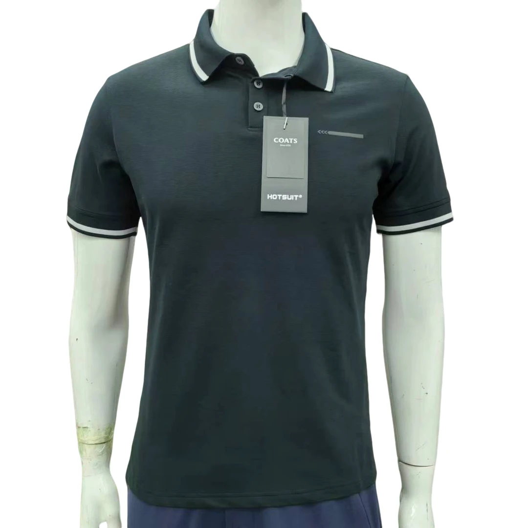 30005 男款户外休闲高智淡人风翻领短袖T恤