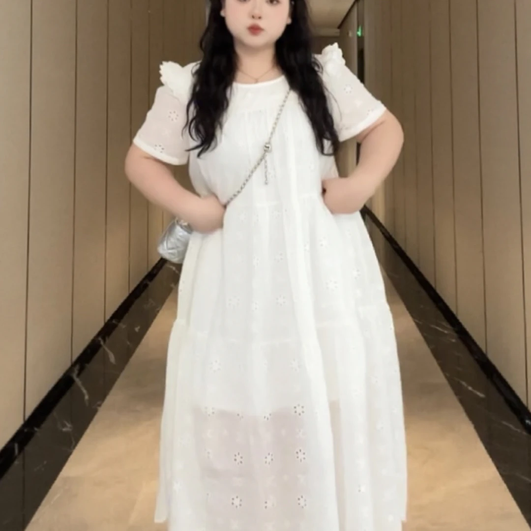 【白月光】甜美初恋系小飞袖连衣裙女夏季遮肉显瘦超仙森白色裙子