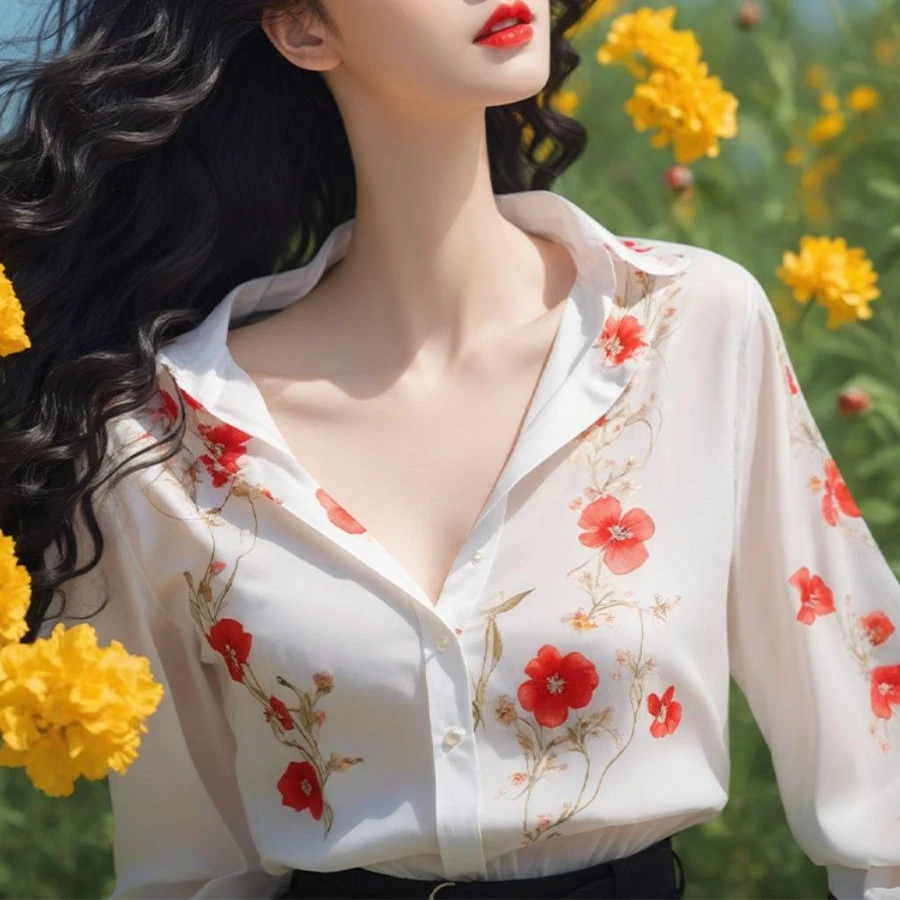 2025春款女装白色碎花衬衫法式别致绝美超仙的上衣别致漂亮的小衫