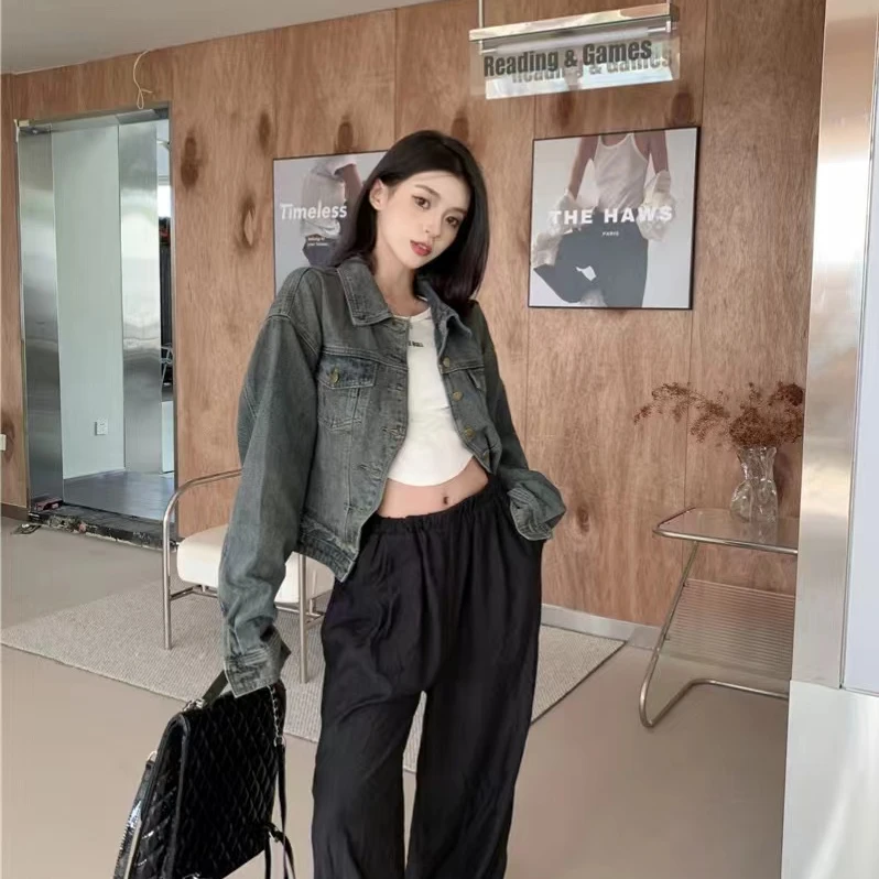 401-600 时尚洗水春秋破洞学生牛仔短外套牛仔外套短款上衣女外套