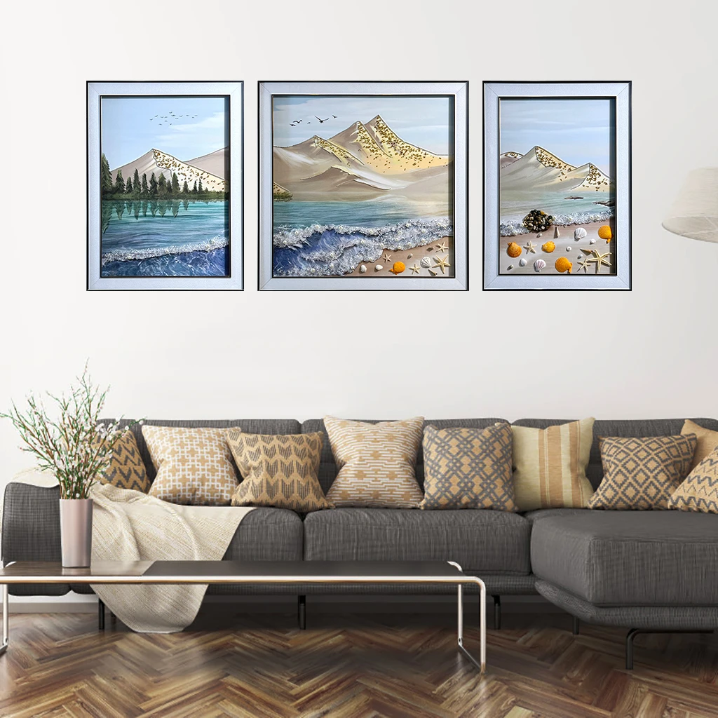 SF 高端客厅现代简约轻奢沙发背景墙挂画手工镶嵌贝壳实物画