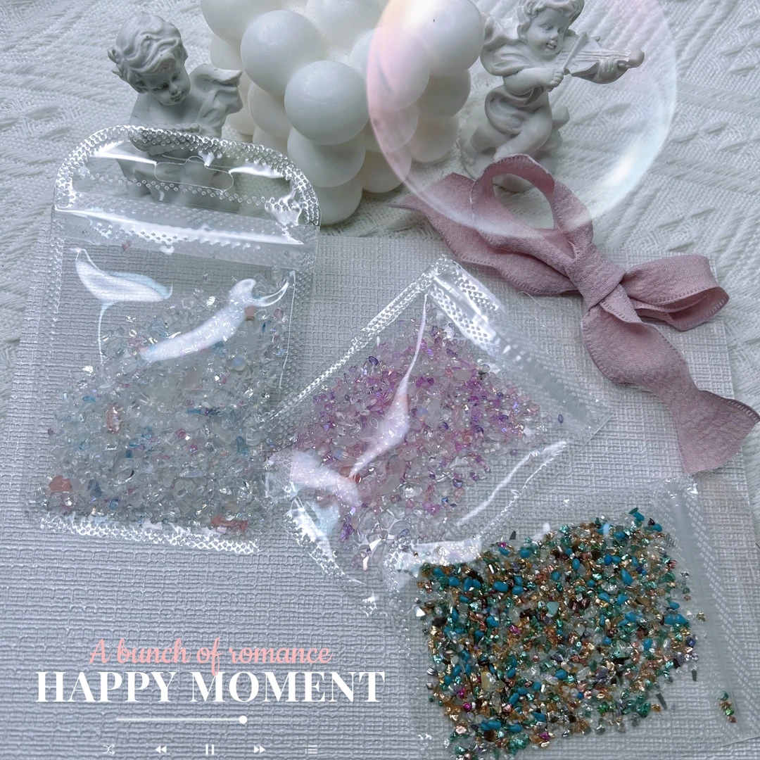 七彩陨石碎石颗粒美甲指甲饰品