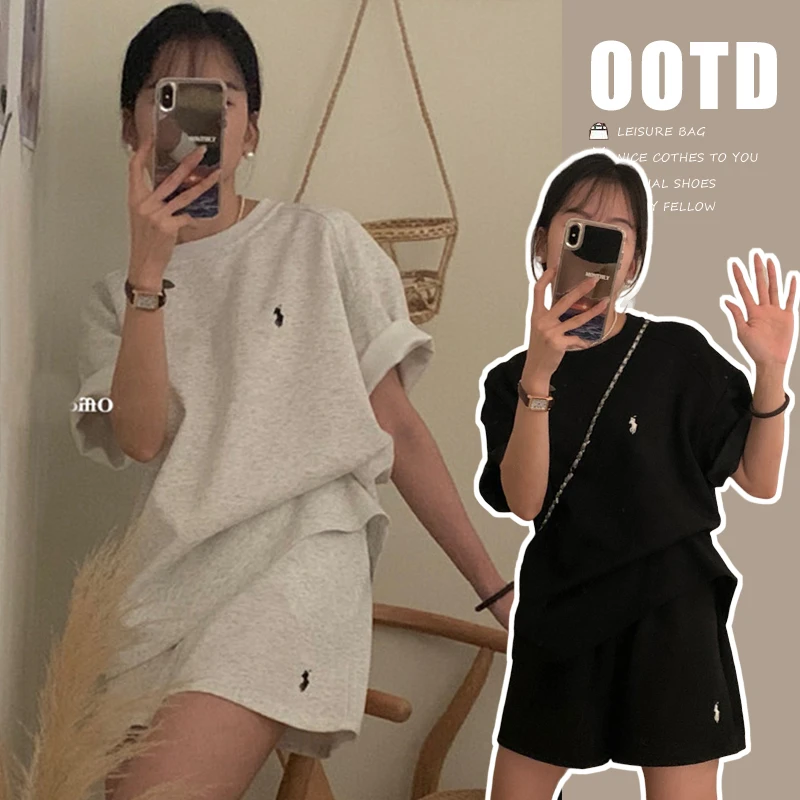 莓莓精选时尚小个子孕妇套装韩版简约休闲运动大码刺绣套装