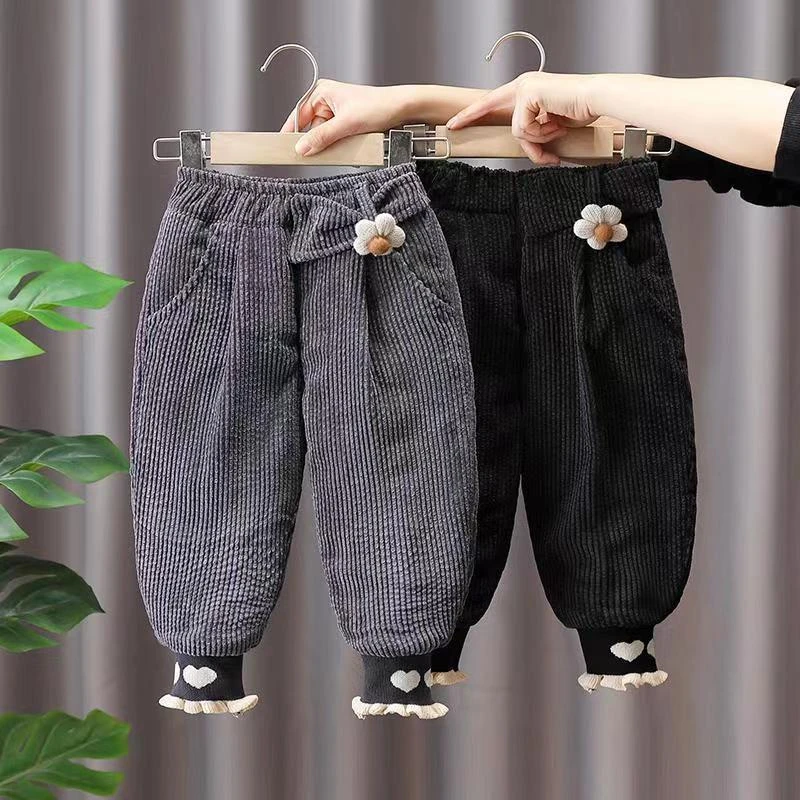 女童加厚棉裤一条过冬加棉儿童冬季三层夹棉女宝宝灯芯绒厚裤子潮