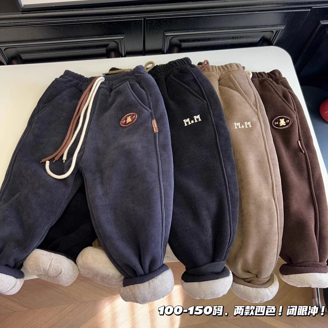 男女童冬季棉裤加厚一条过冬超厚大棉男女童灯芯绒保暖裤子秋冬