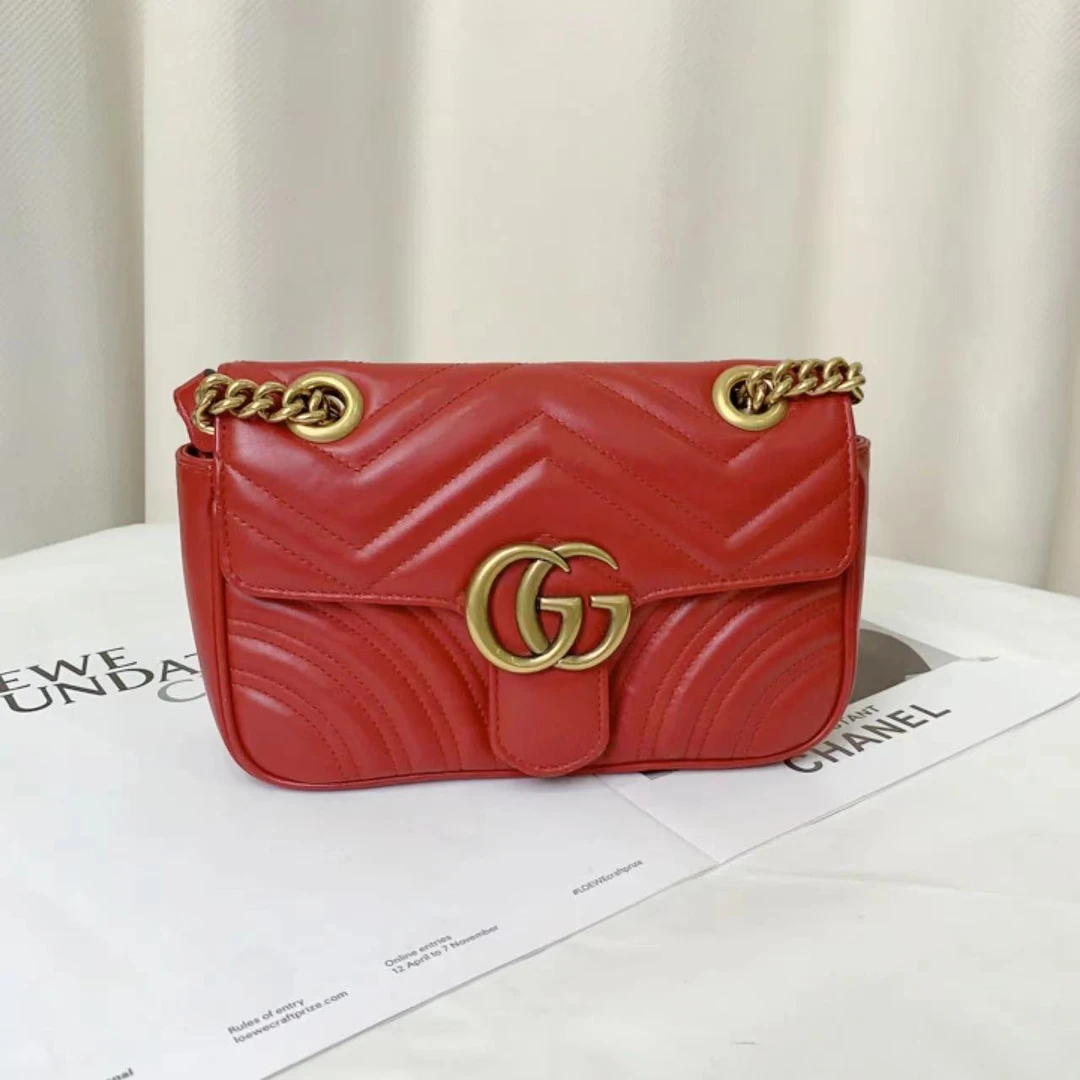 99新 GUCCI/古驰 Gucci marmont22红金斜挎单肩包/公价18000/严选