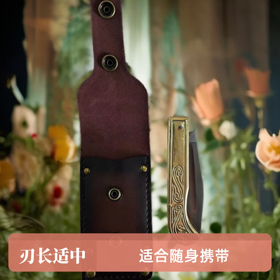 木垒哈萨克族纯手工小刀精美头层牛皮刀套随身携带