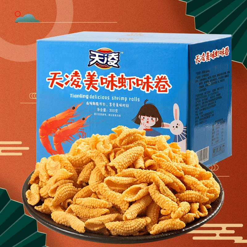 【主播推荐】轻薄酥脆脆香酥虾味卷虾条薯条美味解馋办公室零食300g