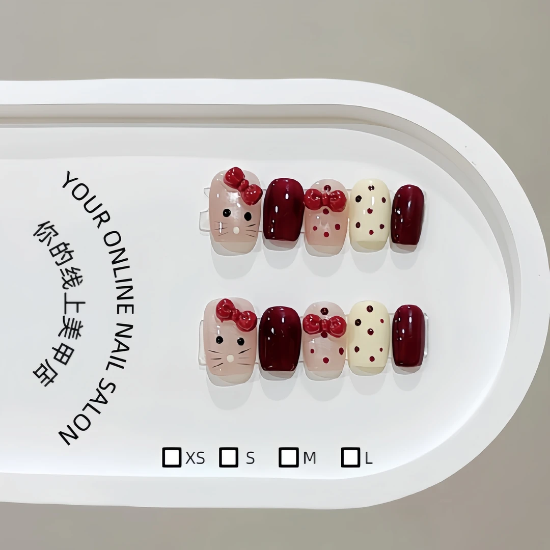 【Hello Kitty】纯手工定制穿戴甲显白轻奢高级感手绘美甲可拆卸