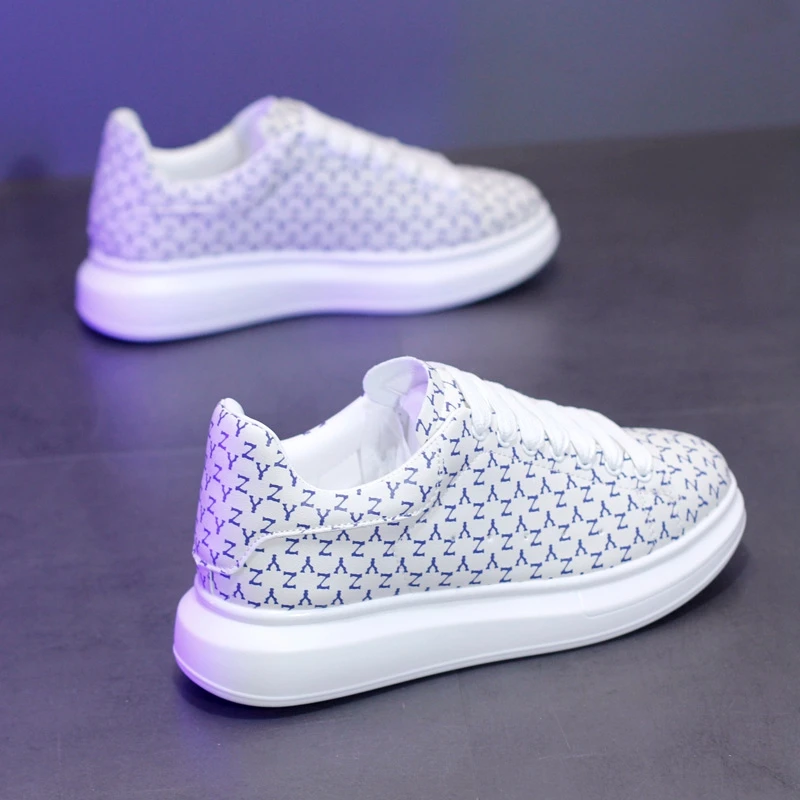 2025新款男鞋ins韩版情侣款软底小白鞋字母厚底休闲运动鞋男板鞋