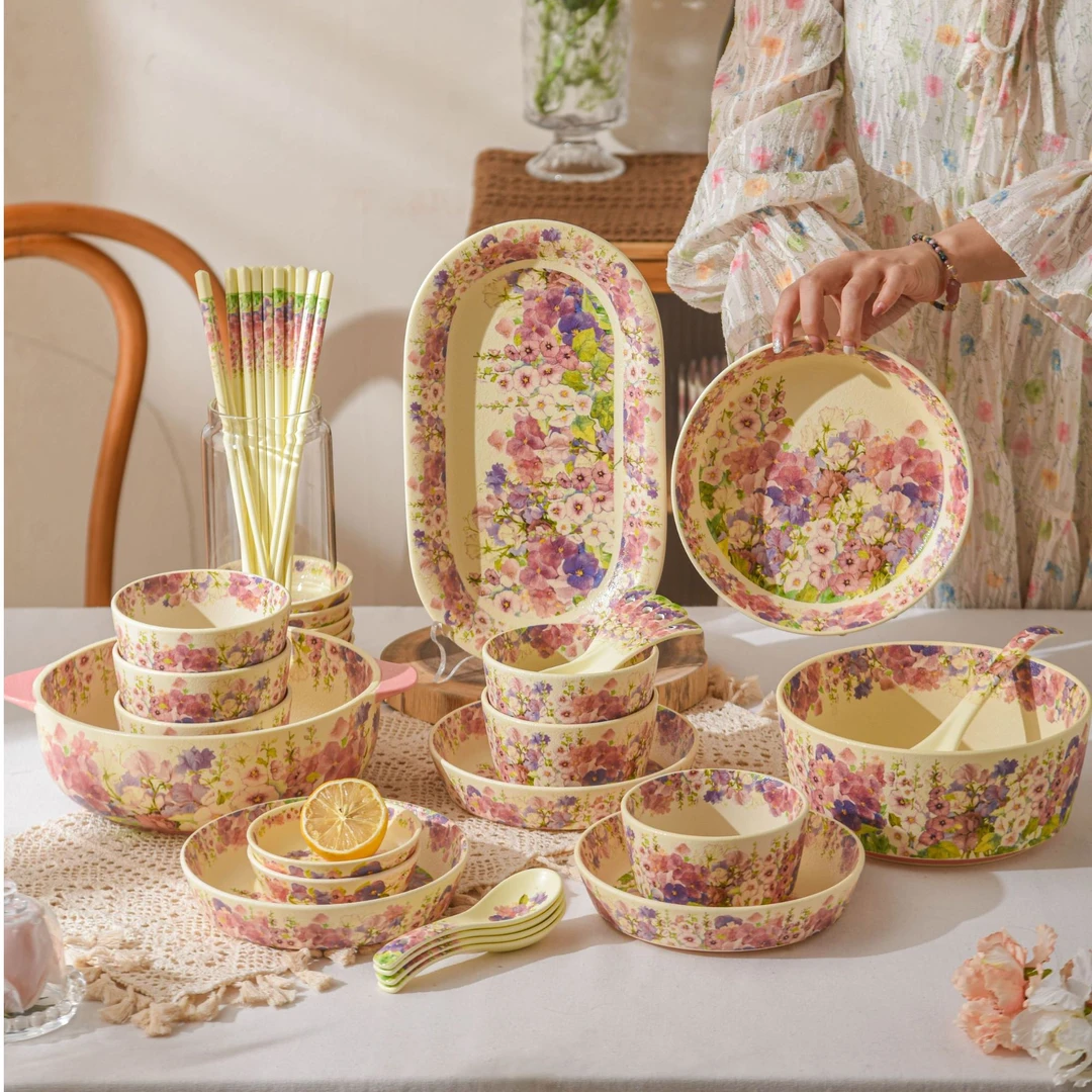 《华典》繁花似锦—陶瓷餐具釉中彩套装碗碟菜盘筷勺汤盘陶瓷餐具x