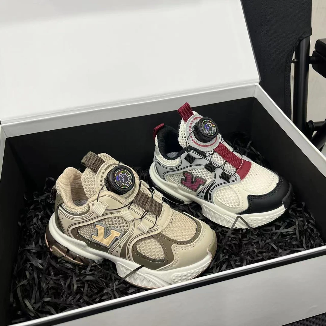 儿童夏季新款单网旋转扣透气缓震运动鞋7208码26-37