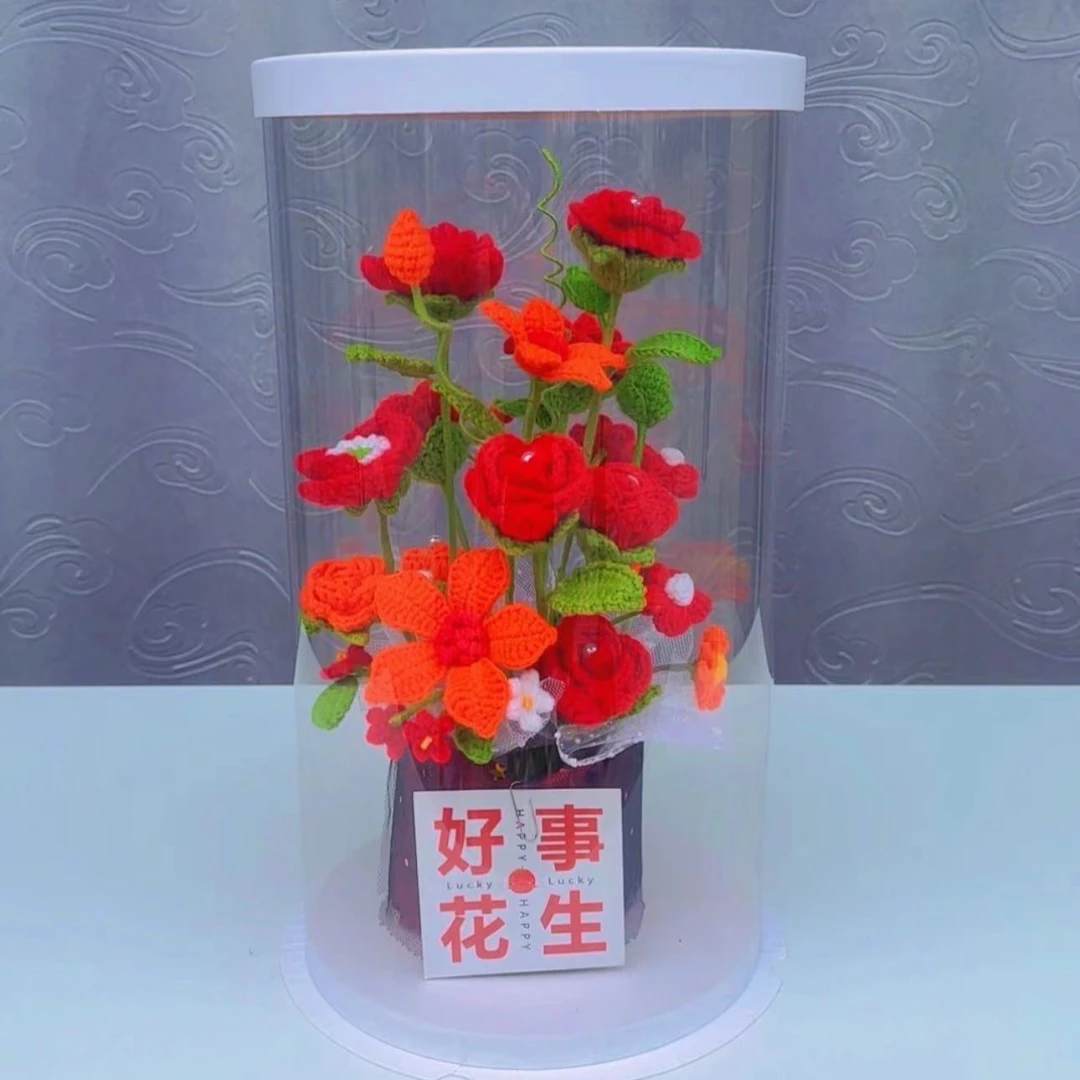 手工毛线钩织成品抱抱桶花束生日教师节七夕情人节礼物礼品