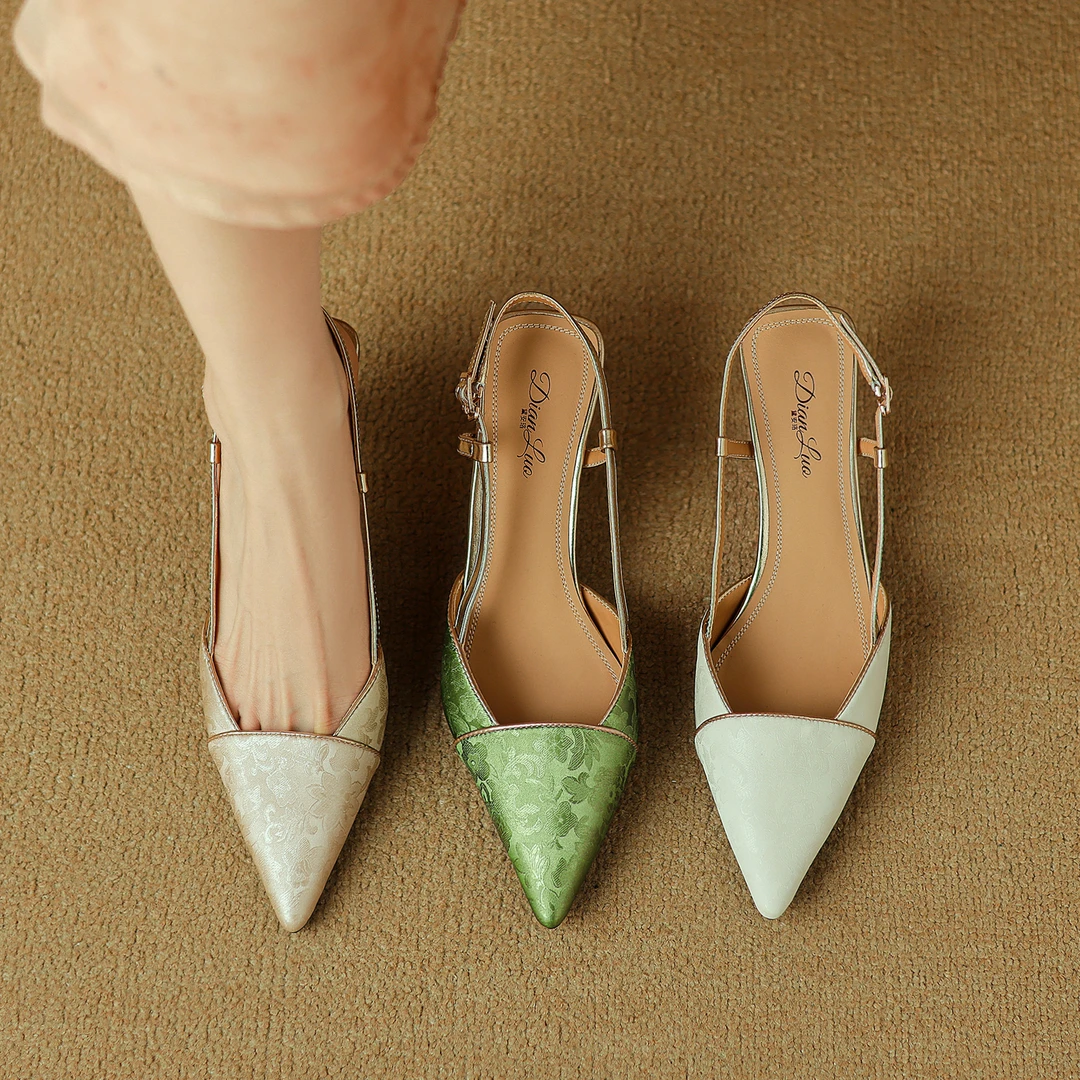 【跟高5cm】夏季新中式高跟凉鞋女细跟尖头包头舒适百搭时尚女鞋子