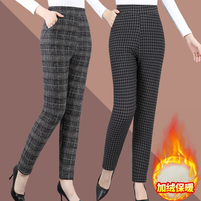 中老年人女裤加绒妈妈冬季棉裤加厚老人保暖休闲长裤子松紧奶奶裤