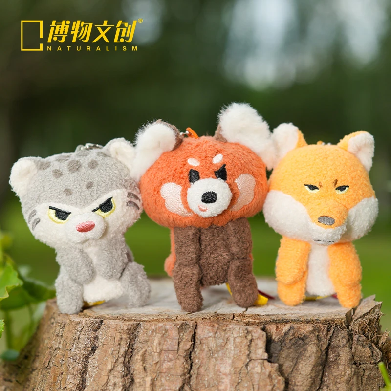 博物文创掌上动物园 小熊猫藏狐兔狲情人节毛绒包挂笔套挂件指偶