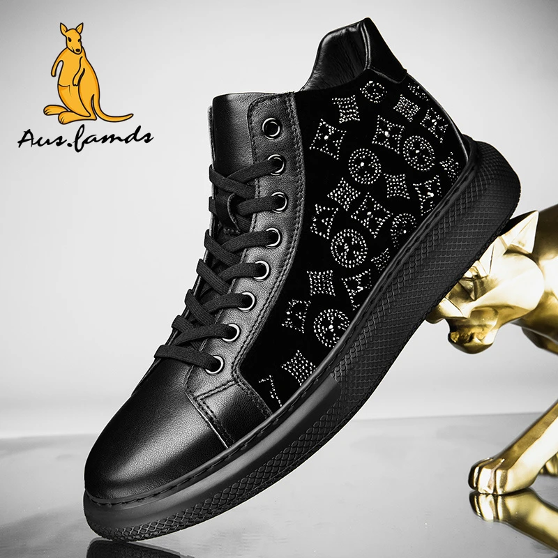 AUSFAMDS/澳洲名袋鼠男士休闲中邦男鞋真皮软皮帅气时尚潮男皮鞋