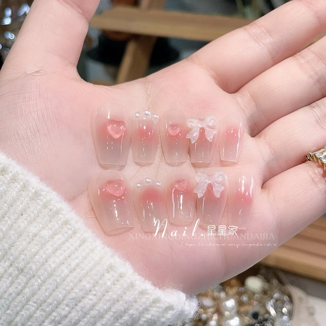 【少女心】韩系纯手工穿戴甲可拆卸甲片冰透高级学生手工定制穿戴甲