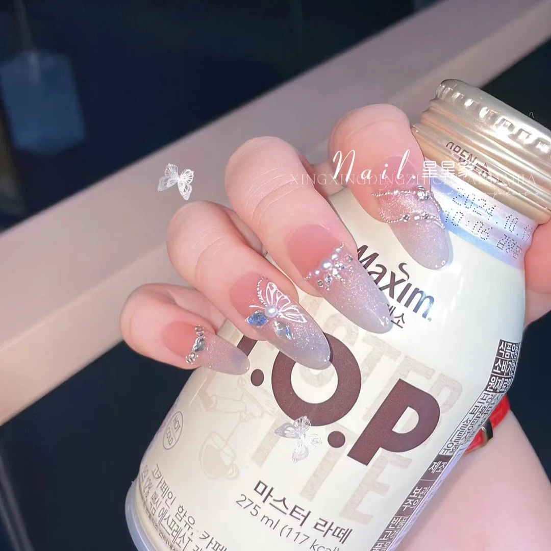 【比翼双飞】浪漫纯手工穿戴美甲贴片可拆卸贴片10片装