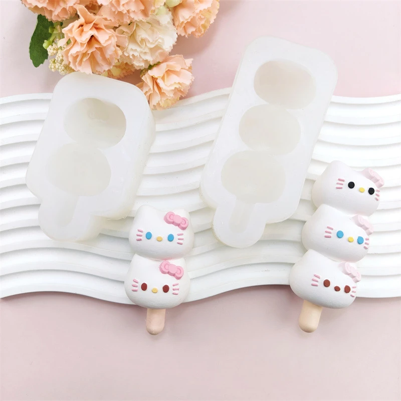 KT猫糖葫芦串硅胶模具蛋糕烘焙装饰模手工皂石膏捏捏乐模