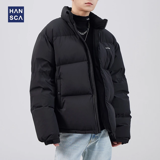 Hansca高充绒量立领羽绒服男冬季加厚防风保暖纯色百搭潮牌外套