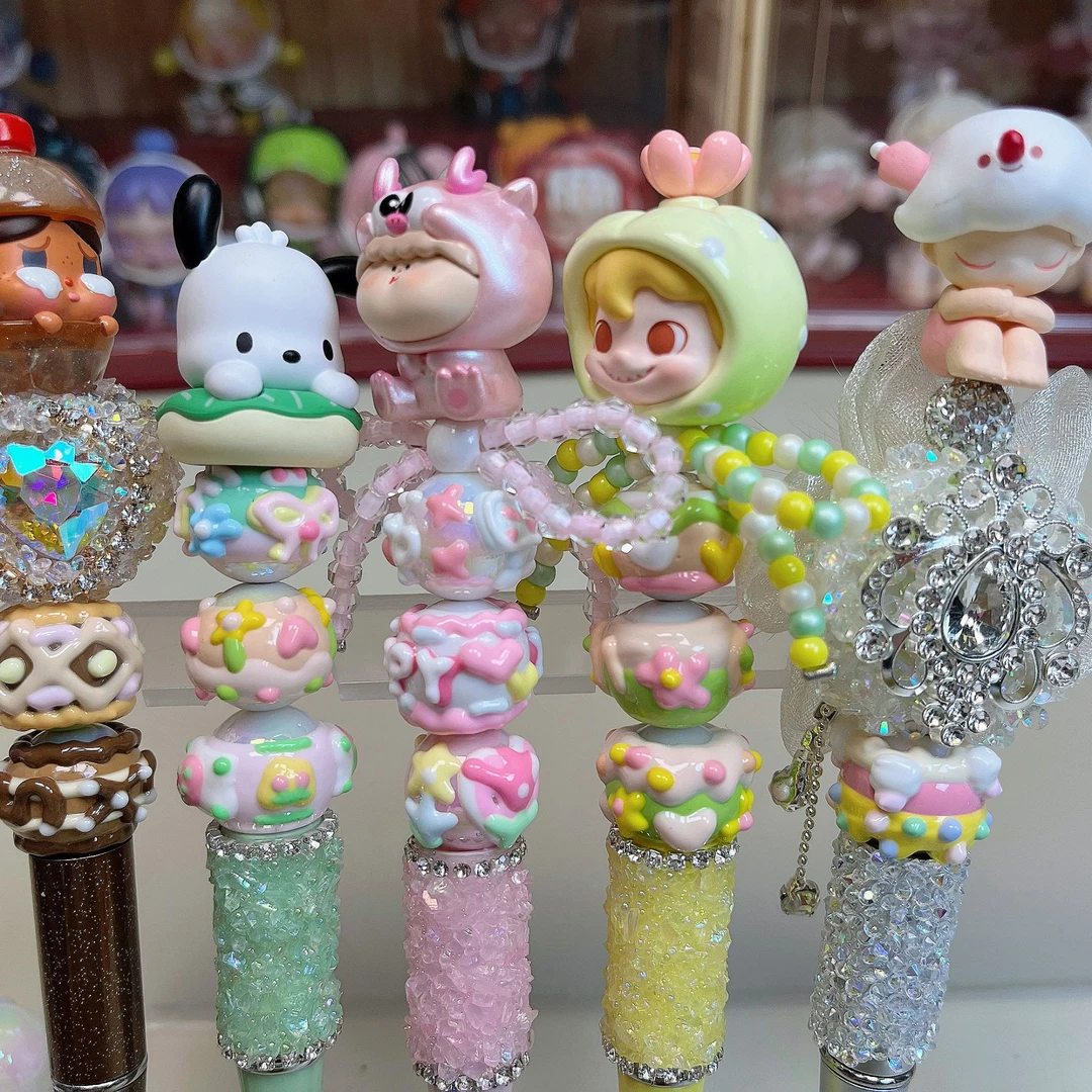 萌粒DIY串珠造型笔替换笔芯穿珠中性笔重工创意diy手工